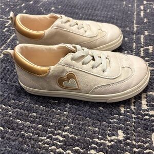 Old Navy Kids Sneakers - White and Gold Heart Design